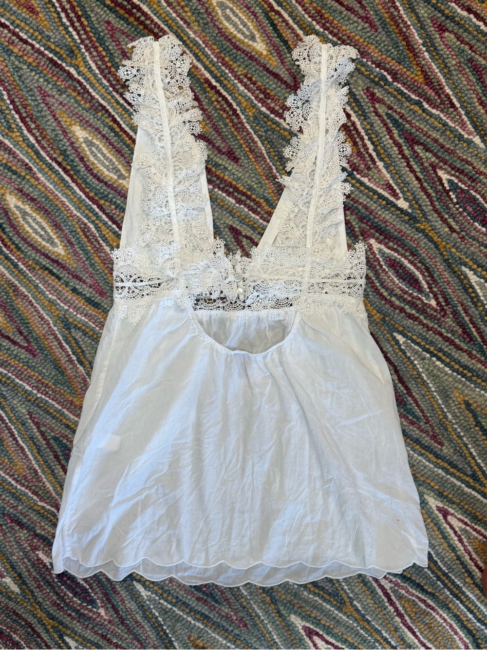 👙🤿🌴 ASOS White Lace-Trim V-Neck Mini Dress Coverup 🌴🤿👙 - Picture 4 of 12